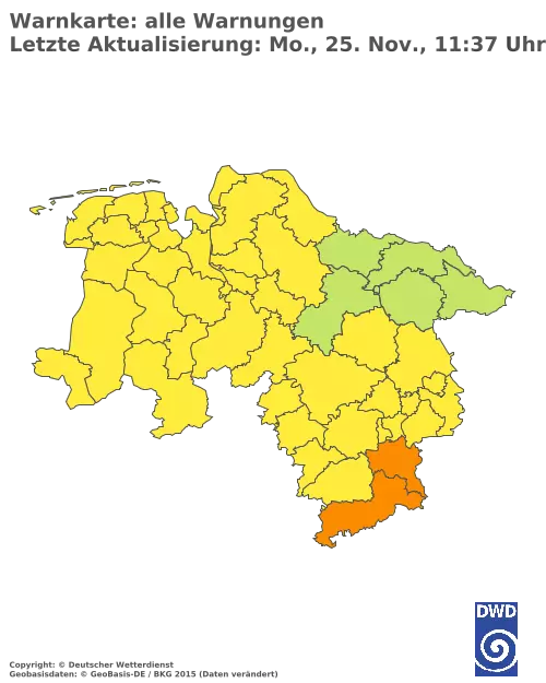 Aktuelle Wetterwarnungen für  Vechta