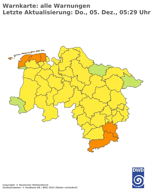 Aktuelle Wetterwarnungen für  Vechta